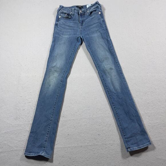 True‎ Religion Billie Jeans Women 25 Mid Rise Straight Leg Blue Stretch Classic - Picture 1 of 11